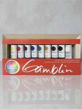 GAMBLIN Artists Oil Colors Classic Color Wheel Palette 9 Tubes Set, Mixing Guide